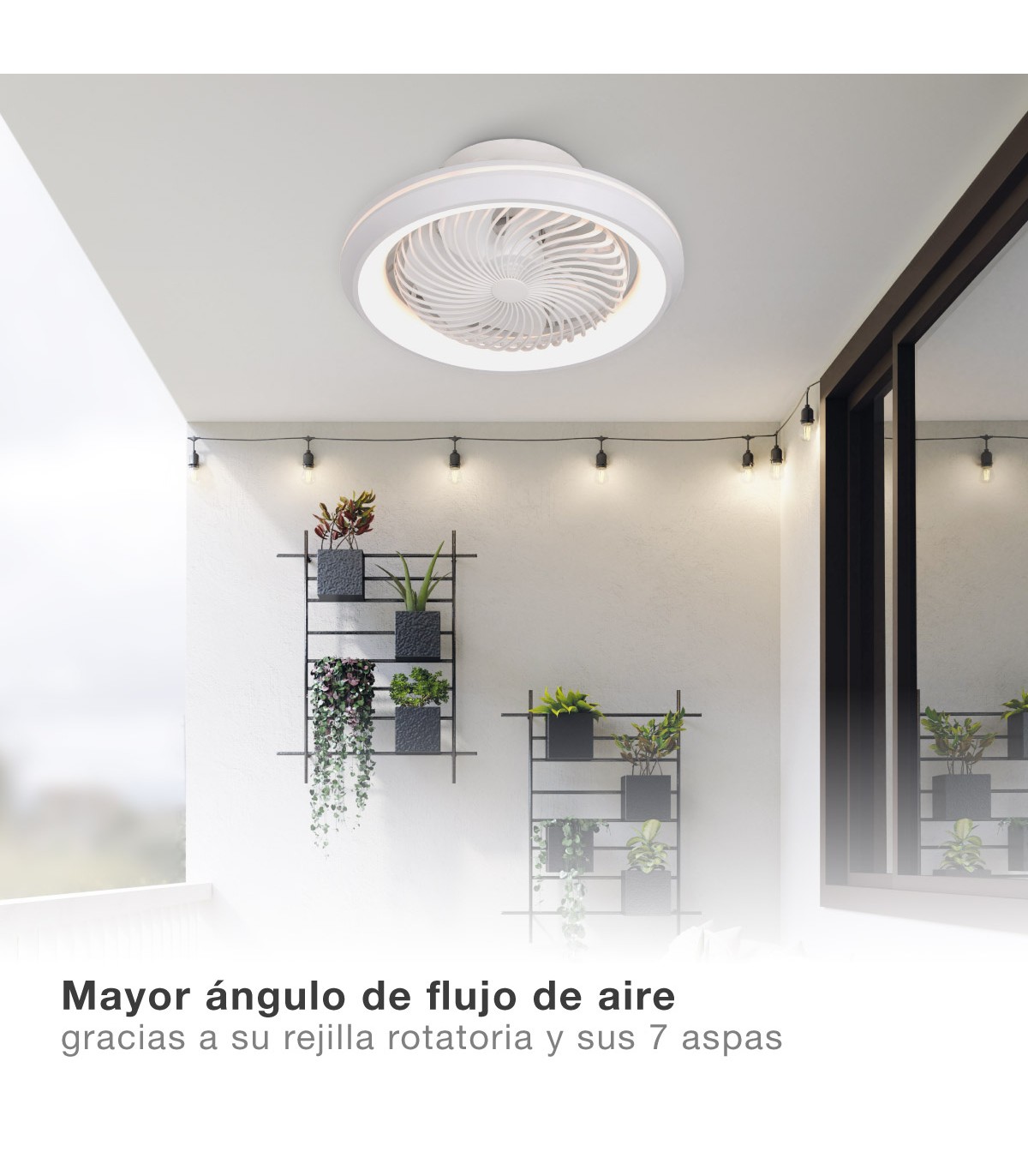 Ventilador Bhoor DC 72W 3865Lm 7 Aspas Blanco CCT