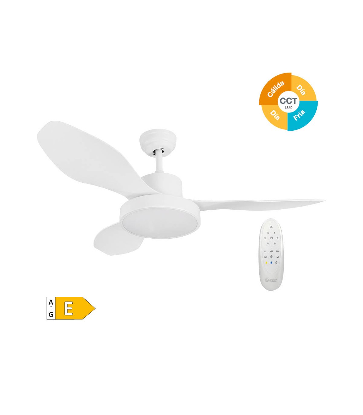 Ventilador Biula Blanco DC 15W 1534Lm 3 Aspas CCT