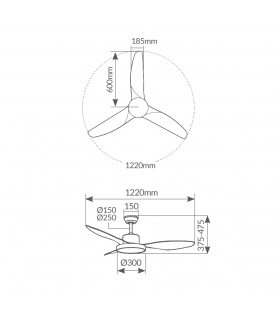 Ventilador Biula Blanco DC 15W 1534Lm 3 Aspas CCT