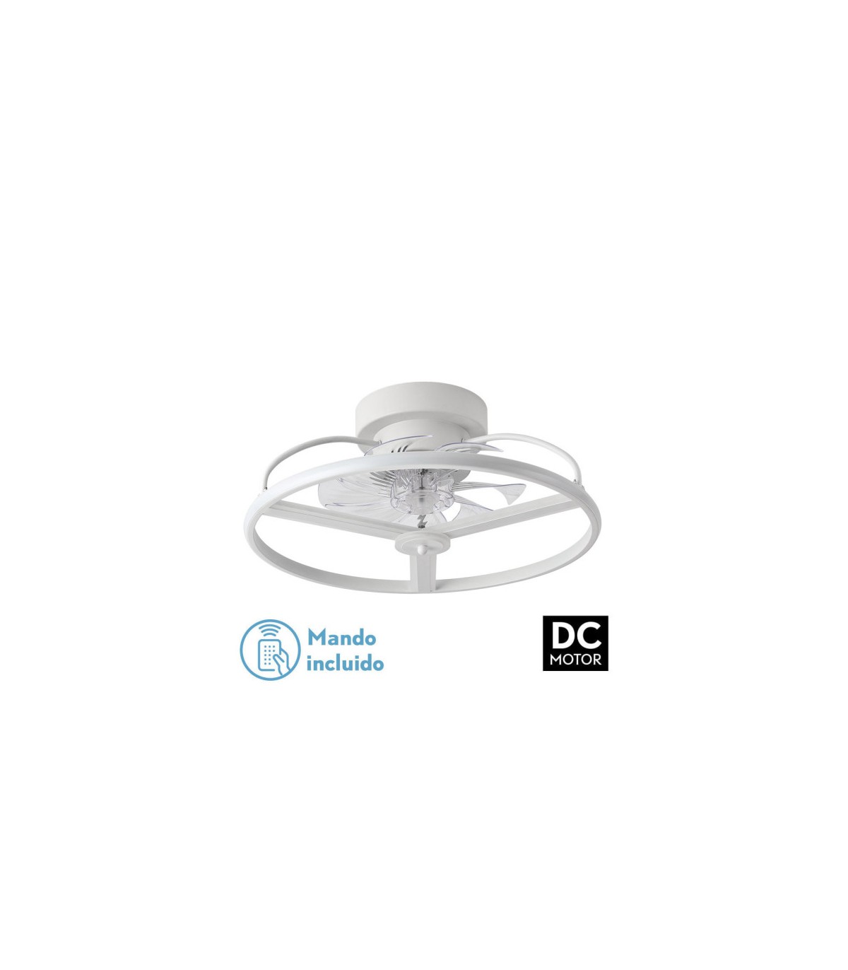 Ventilador Bora DC 60W 5100Lm 8 Aspas Blanco CCT