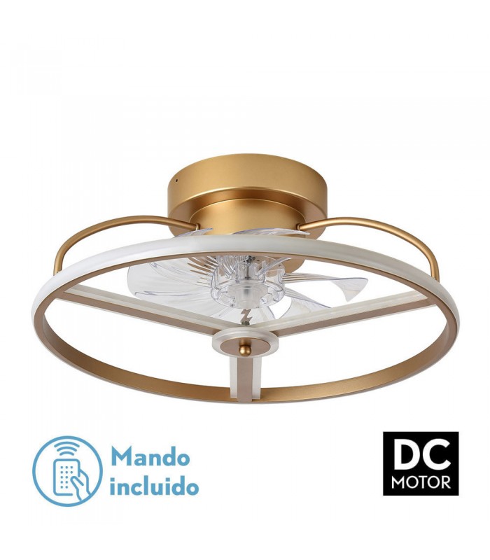 Ventilador Bora DC 60W 5100Lm 8 Aspas Dorado CCT