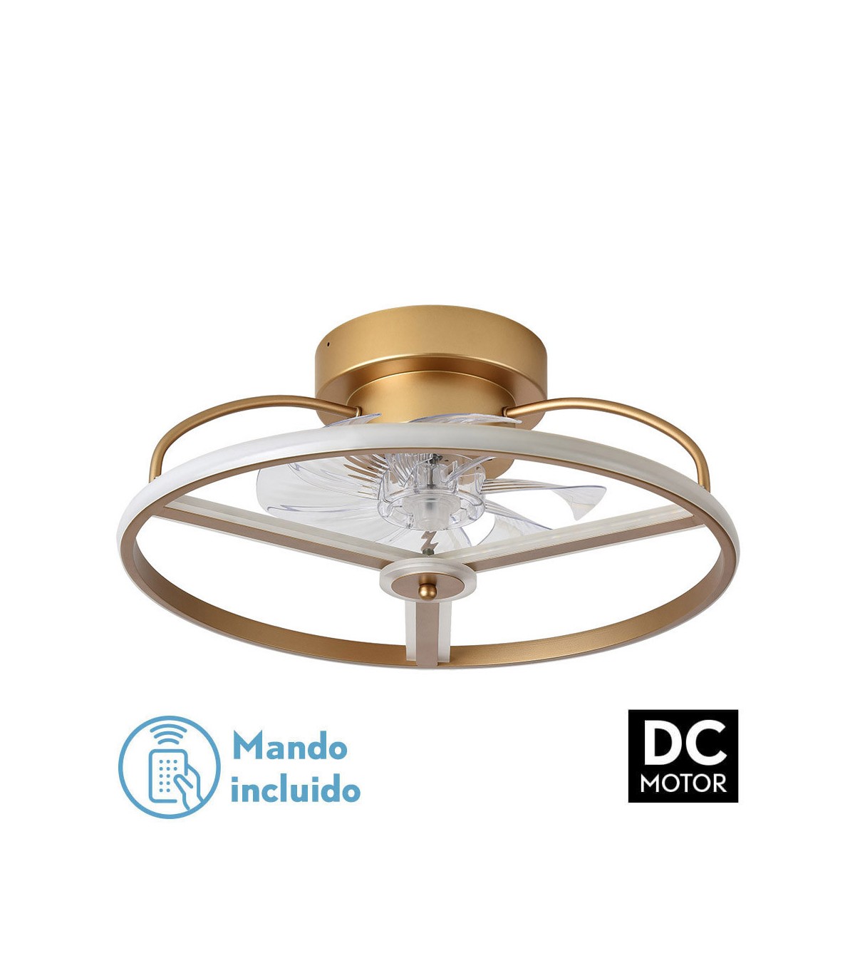 Ventilador Bora DC 60W 5100Lm 8 Aspas Dorado CCT
