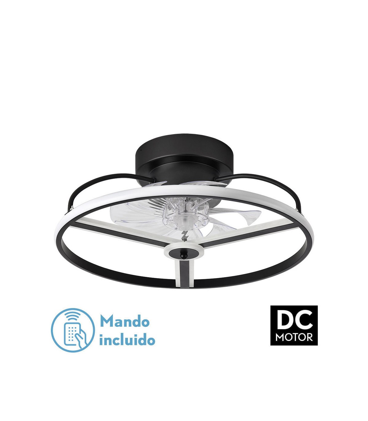 Ventilador Bora DC 60W 5100Lm 8 Aspas Negro CCT