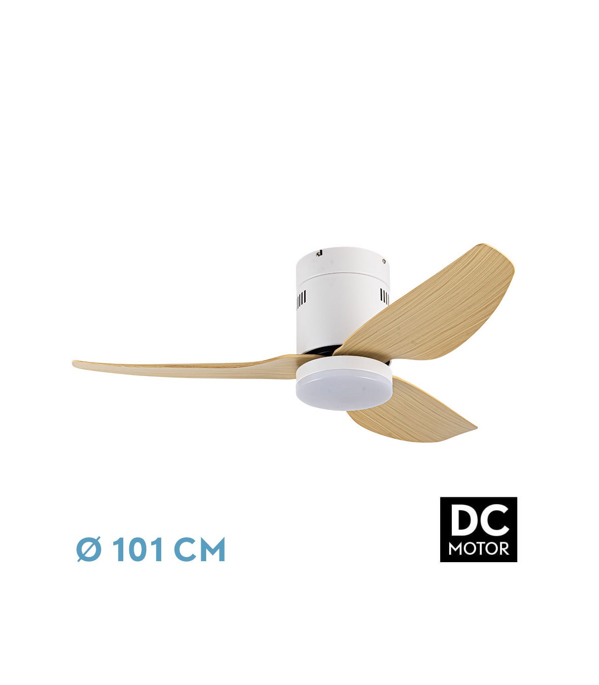 Ventilador Borax Blanco DC 20W 2350Lm 3 Aspas Haya CCT