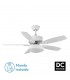 Ventilador de Techo BRAW DC Blanco 30W 2850Lm 5 Aspas Rev. Blanco/Haya CCT