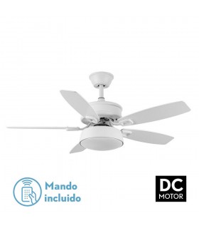 Ventilador de Techo BRAW DC Blanco 30W 2850Lm 5 Aspas Rev. Blanco/Haya CCT