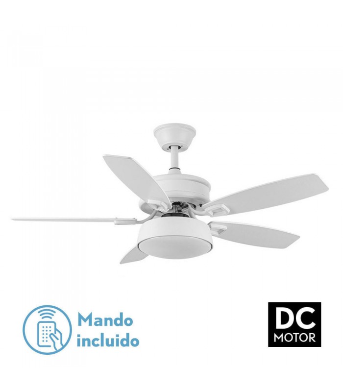 Ventilador de Techo BRAW DC Blanco 30W 2850Lm 5 Aspas Rev. Blanco/Haya CCT