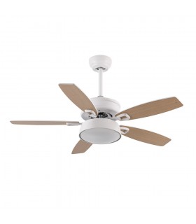 Ventilador de Techo BRAW DC Blanco 30W 2850Lm 5 Aspas Rev. Blanco/Haya CCT