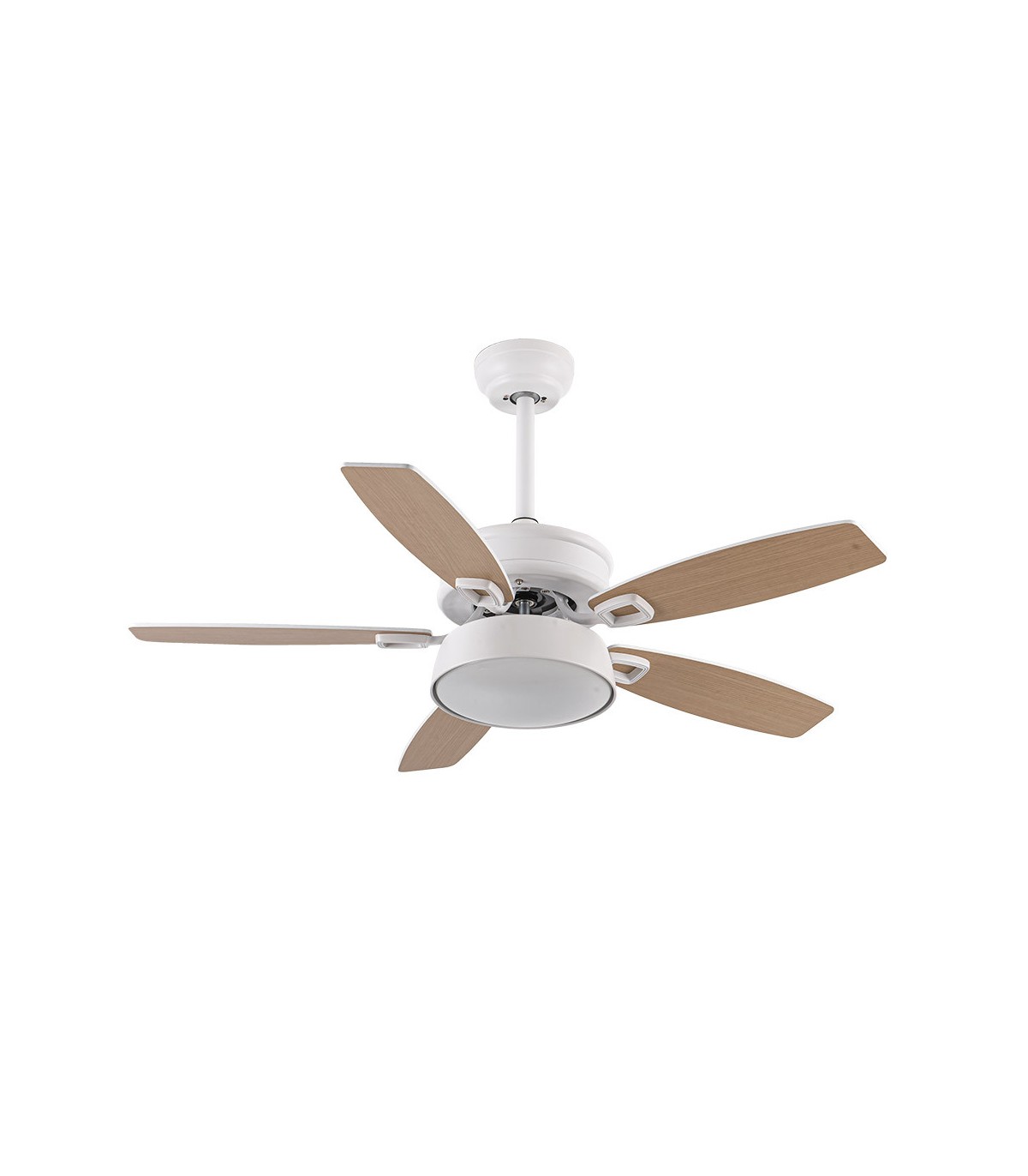 Ventilador de Techo BRAW DC Blanco 30W 2850Lm 5 Aspas Rev. Blanco/Haya CCT