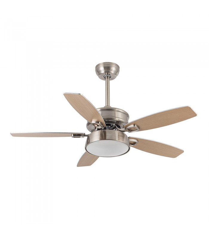 Ventilador de Techo BRAW DC Níquel 30W 2850Lm 5 Aspas Rev. Plata/Haya CCT