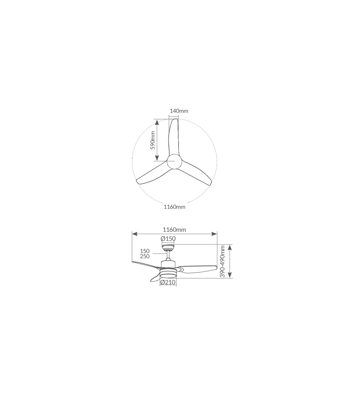 Ventilador Bumera AC 15W 1534Lm 3 Aspas Blanco CCT