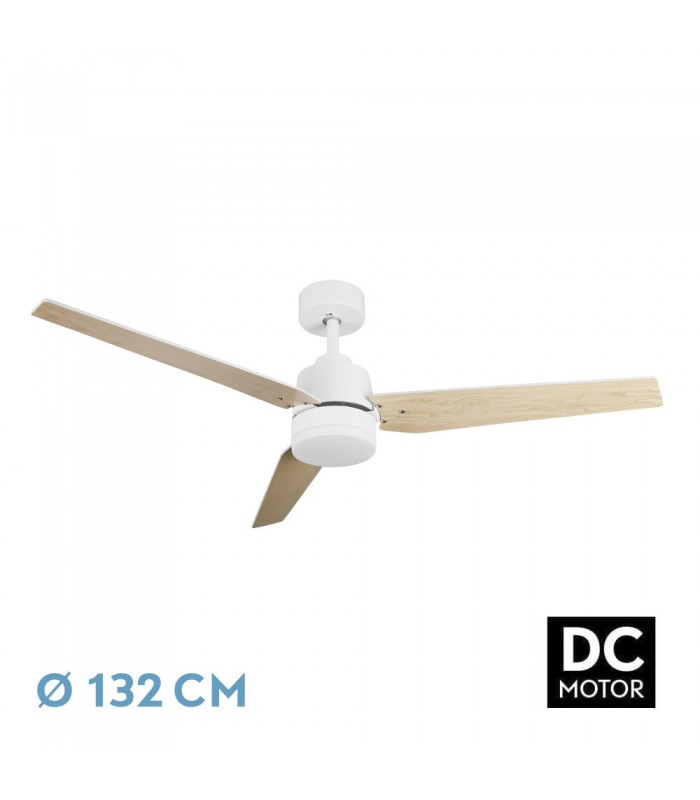 Ventilador de Techo CAPTUS Blanco DC 22W 2180Lm 3 Aspas Blanco/Haya CCT