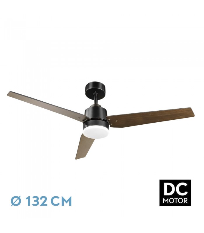 Ventilador de Techo CAPTUS Negro DC 22W 2180Lm 3 Aspas Negro/Roble CCT