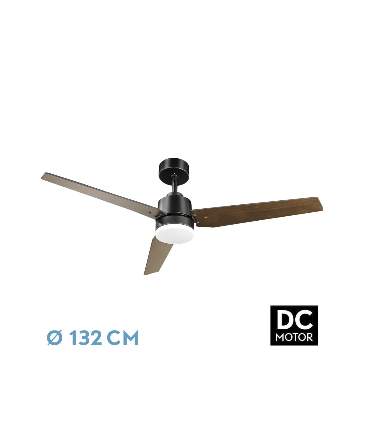 Ventilador de Techo CAPTUS Negro DC 22W 2180Lm 3 Aspas Negro/Roble CCT