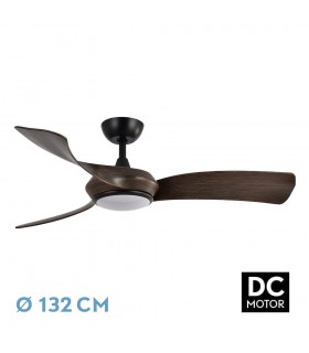 Ventilador Cerdeña Negro DC 30W 2950Lm 3 Aspas Roble CCT