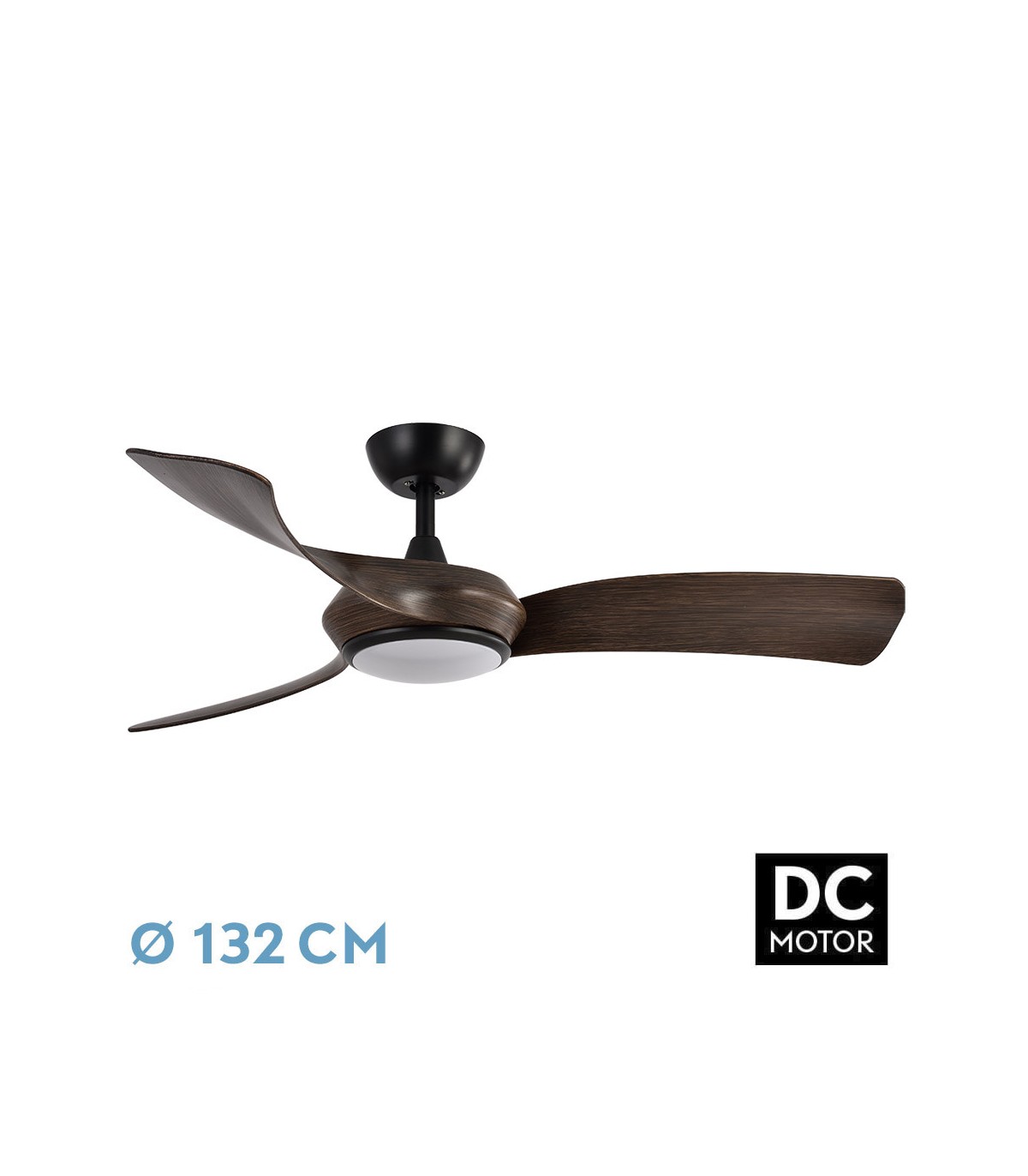 Ventilador Cerdeña Negro DC 30W 2950Lm 3 Aspas Roble CCT