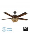 Ventilador De Techo Cesta Negro DC 3xE27 5 Aspas Nogal/Roble