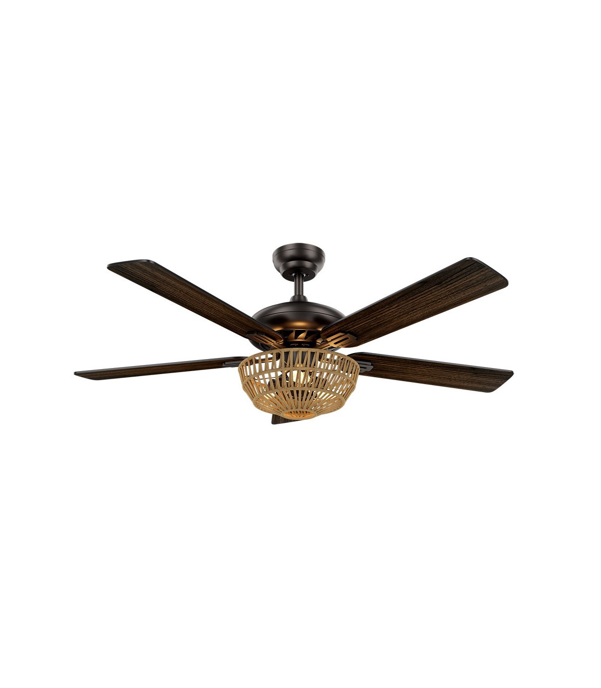 Ventilador De Techo Cesta Negro DC 3xE27 5 Aspas Nogal/Roble