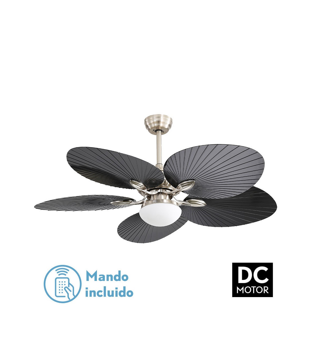 Ventilador de Techo CHAW Níquel DC 24W 2950Lm 5 Aspas Negro CCT