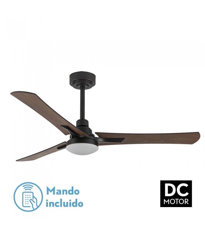 Ventilador Coro Negro DC 22W 2180Lm 3 Aspas Roble/Haya CCT