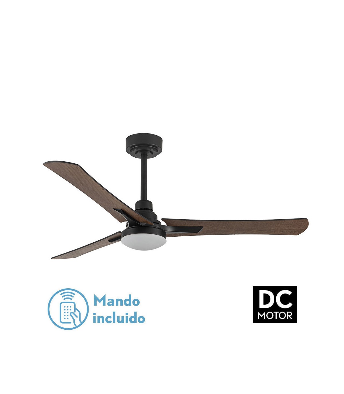 Ventilador Coro Negro DC 22W 2180Lm 3 Aspas Roble/Haya CCT