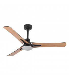 Ventilador Coro Negro DC 22W 2180Lm 3 Aspas Roble/Haya CCT