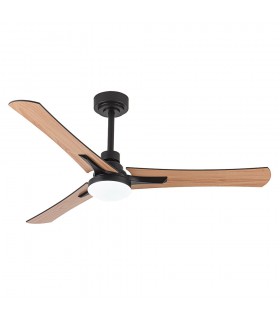 Ventilador Coro Negro DC 22W 2180Lm 3 Aspas Roble/Haya CCT