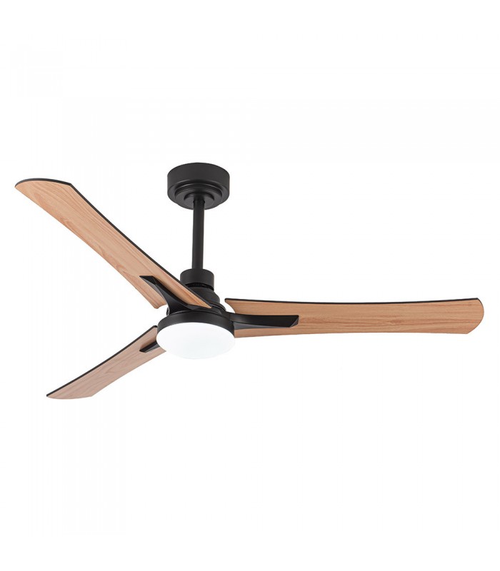 Ventilador Coro Negro DC 22W 2180Lm 3 Aspas Roble/Haya CCT