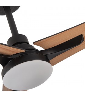 Ventilador Coro Negro DC 22W 2180Lm 3 Aspas Roble/Haya CCT
