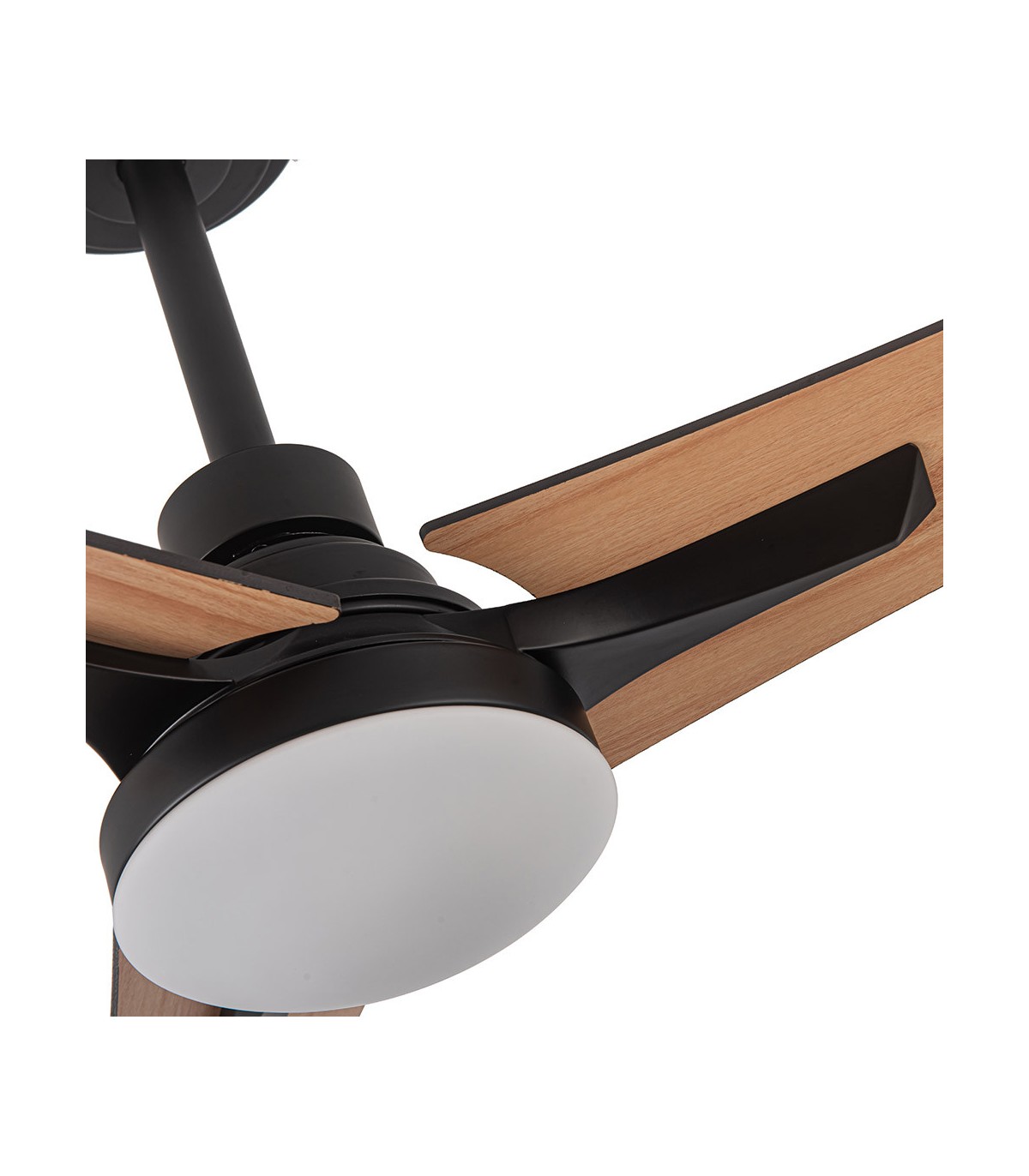 Ventilador Coro Negro DC 22W 2180Lm 3 Aspas Roble/Haya CCT