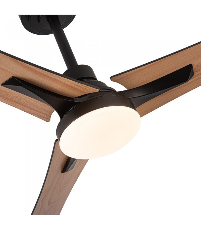Ventilador Coro Negro DC 22W 2180Lm 3 Aspas Roble/Haya CCT