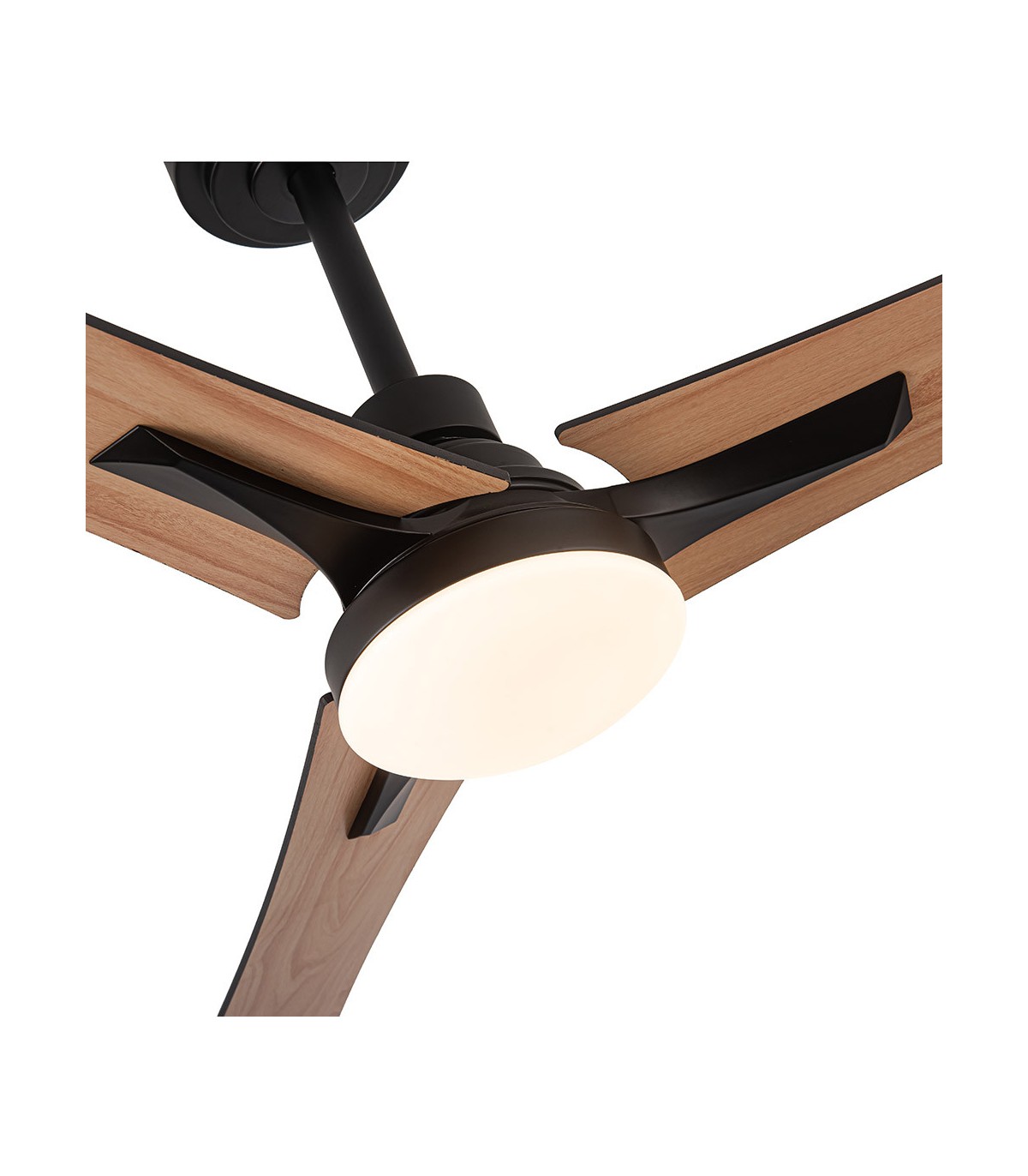 Ventilador Coro Negro DC 22W 2180Lm 3 Aspas Roble/Haya CCT