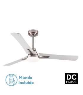 Ventilador Coro Níquel DC 22W 2180Lm 3 Aspas Blanco/Haya CCT