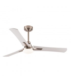 Ventilador Coro Níquel DC 22W 2180Lm 3 Aspas Blanco/Haya CCT