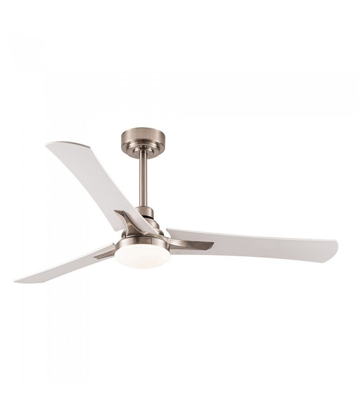 Ventilador Coro Níquel DC 22W 2180Lm 3 Aspas Blanco/Haya CCT