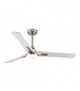 Ventilador Coro Níquel DC 22W 2180Lm 3 Aspas Blanco/Haya CCT