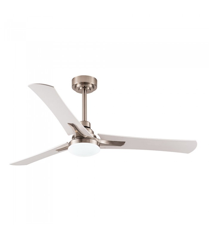 Ventilador Coro Níquel DC 22W 2180Lm 3 Aspas Blanco/Haya CCT