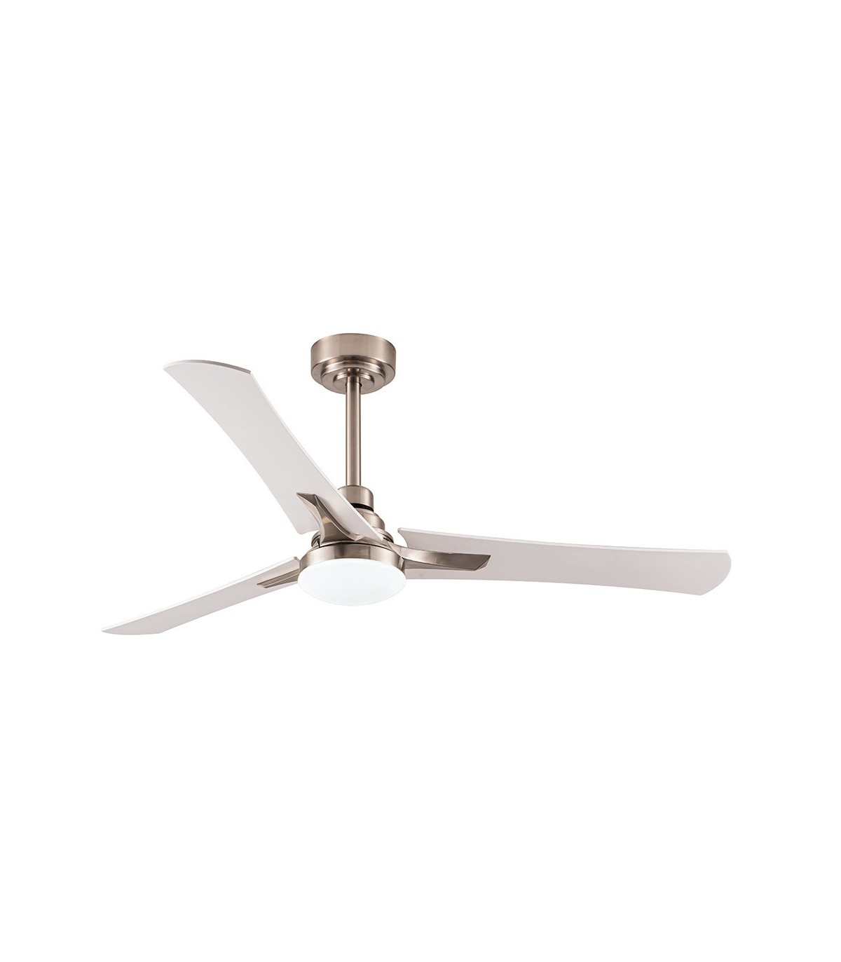 Ventilador Coro Níquel DC 22W 2180Lm 3 Aspas Blanco/Haya CCT