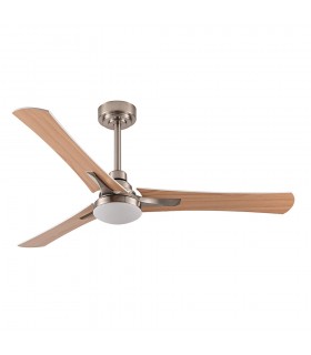 Ventilador Coro Níquel DC 22W 2180Lm 3 Aspas Blanco/Haya CCT