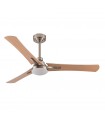 Ventilador Coro Níquel DC 22W 2180Lm 3 Aspas Blanco/Haya CCT