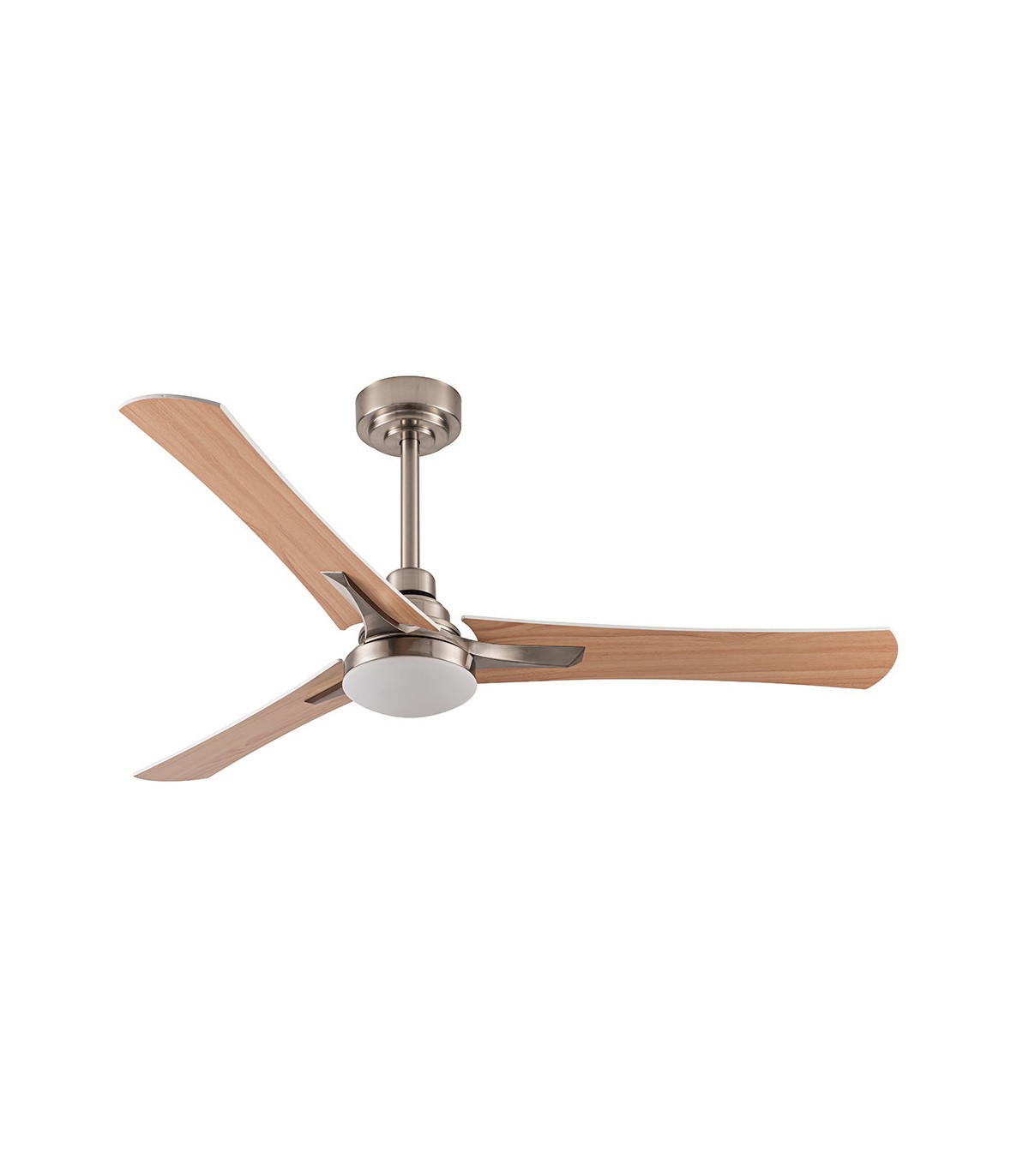 Ventilador Coro Níquel DC 22W 2180Lm 3 Aspas Blanco/Haya CCT