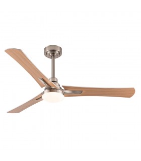 Ventilador Coro Níquel DC 22W 2180Lm 3 Aspas Blanco/Haya CCT