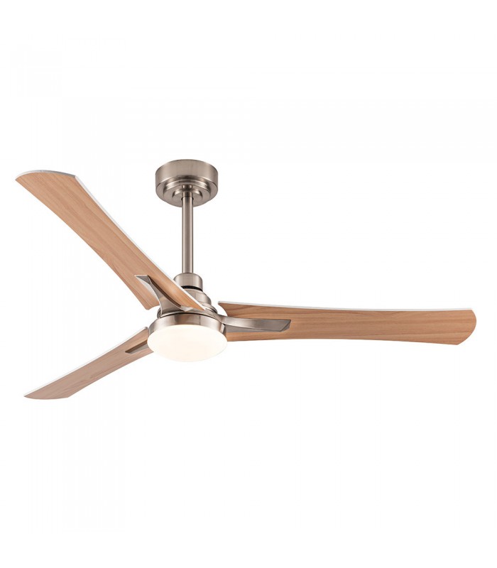 Ventilador Coro Níquel DC 22W 2180Lm 3 Aspas Blanco/Haya CCT