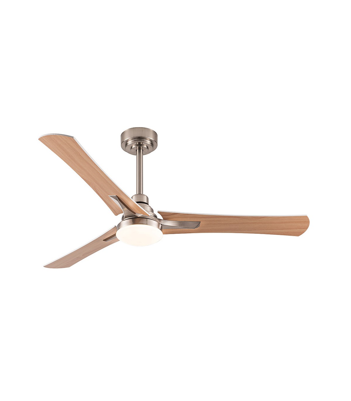 Ventilador Coro Níquel DC 22W 2180Lm 3 Aspas Blanco/Haya CCT