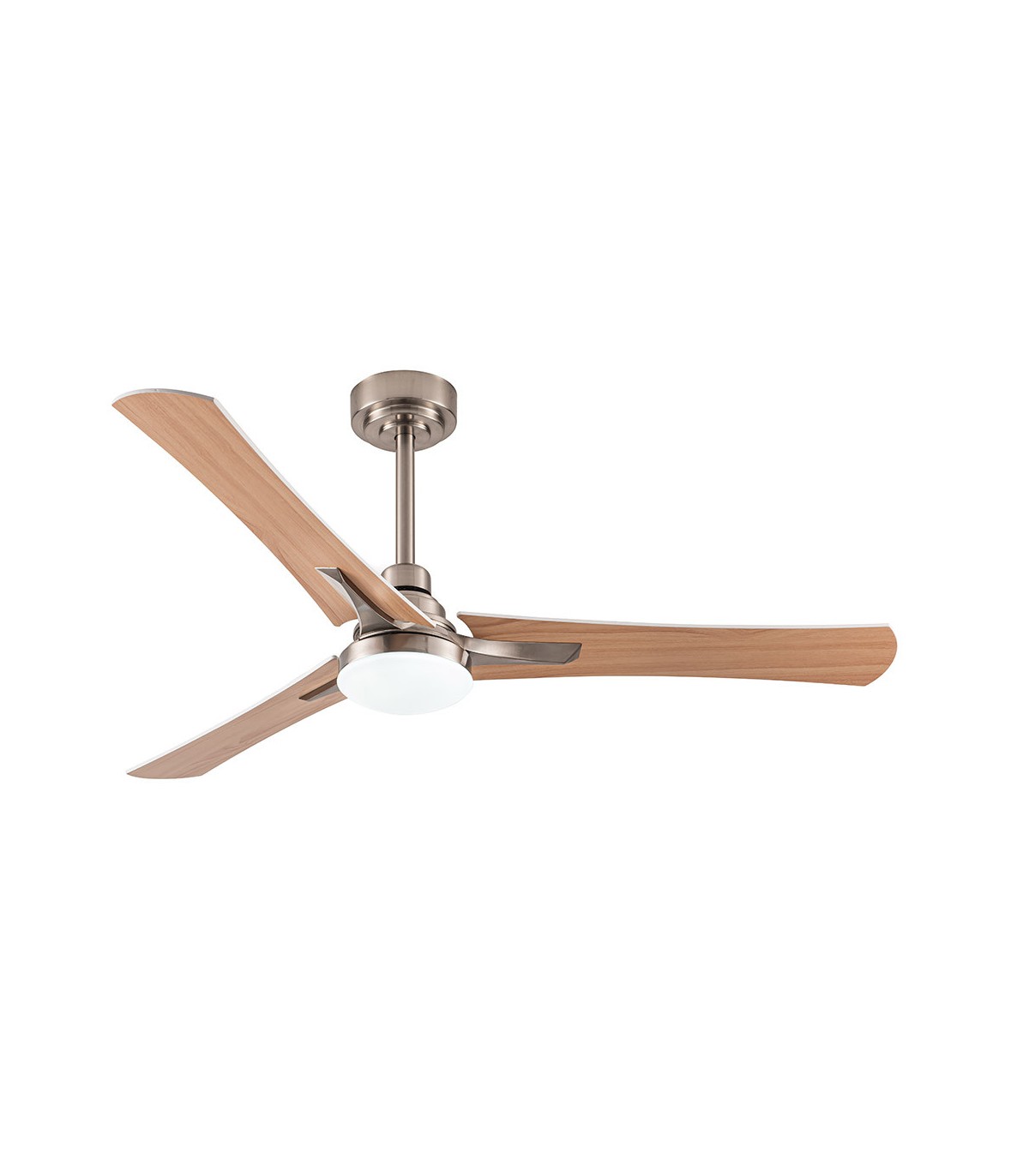 Ventilador Coro Níquel DC 22W 2180Lm 3 Aspas Blanco/Haya CCT