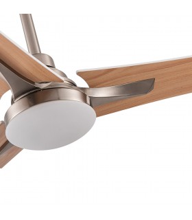 Ventilador Coro Níquel DC 22W 2180Lm 3 Aspas Blanco/Haya CCT