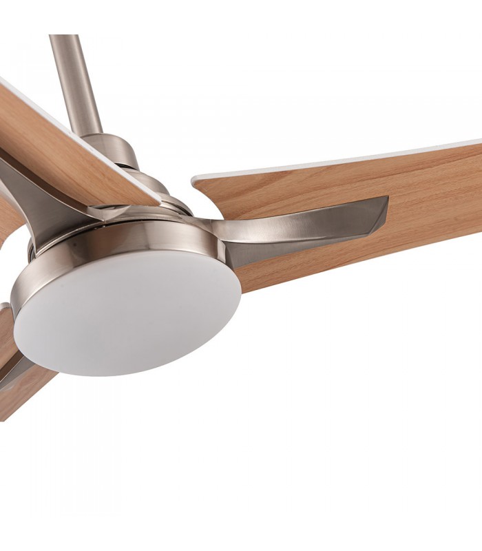 Ventilador Coro Níquel DC 22W 2180Lm 3 Aspas Blanco/Haya CCT