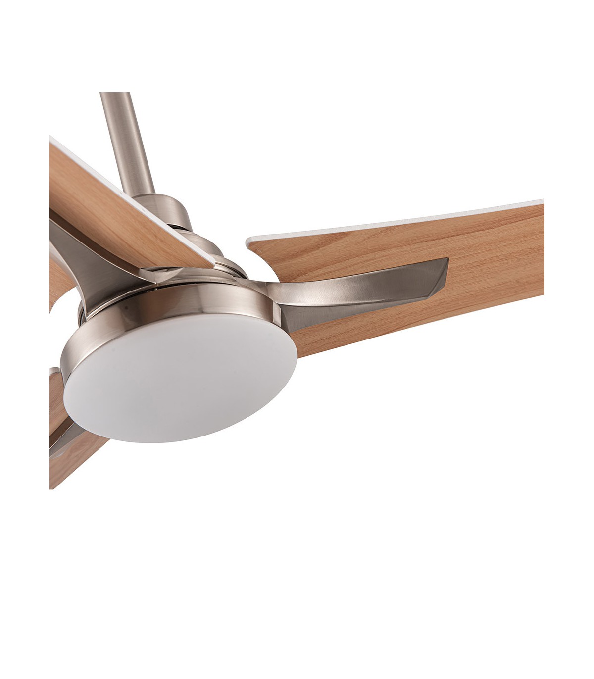 Ventilador Coro Níquel DC 22W 2180Lm 3 Aspas Blanco/Haya CCT