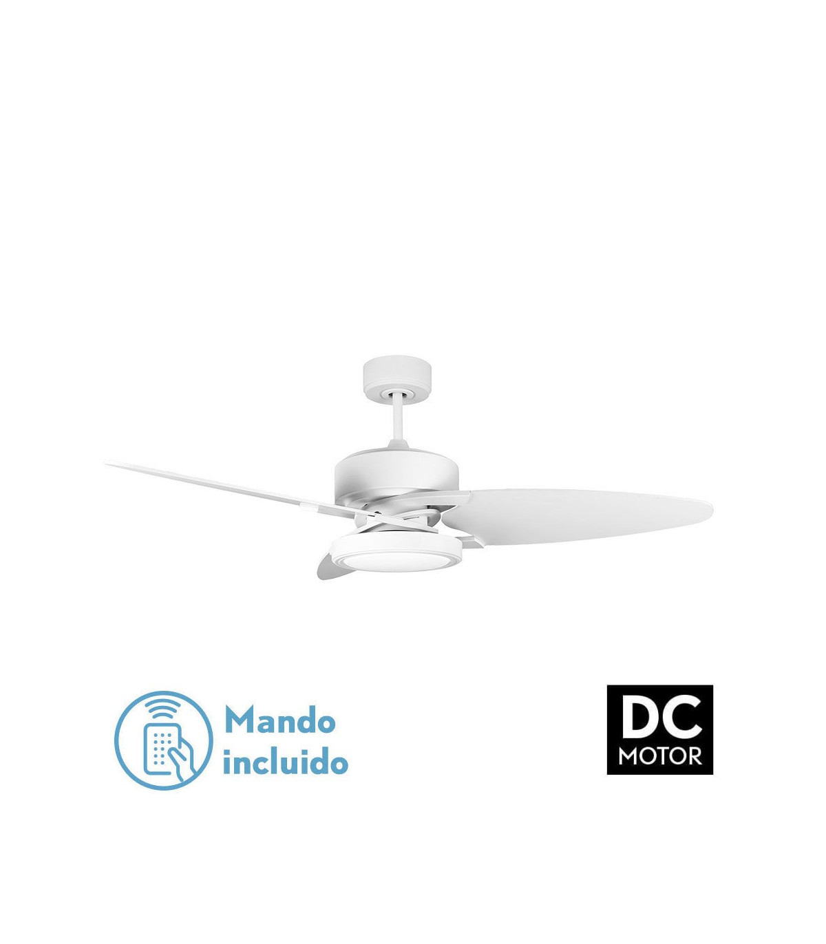 Ventilador de Techo CROSS DC Blanco 30W 3250Lm 3 Aspas Rev. Blanco/Haya CCT