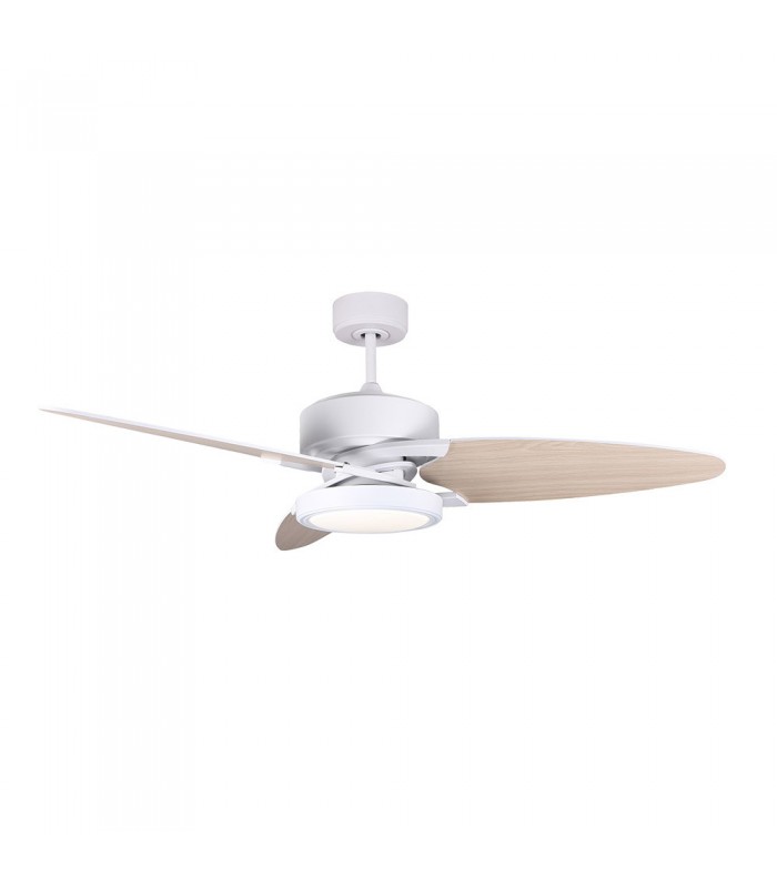 Ventilador de Techo CROSS DC Blanco 30W 3250Lm 3 Aspas Rev. Blanco/Haya CCT